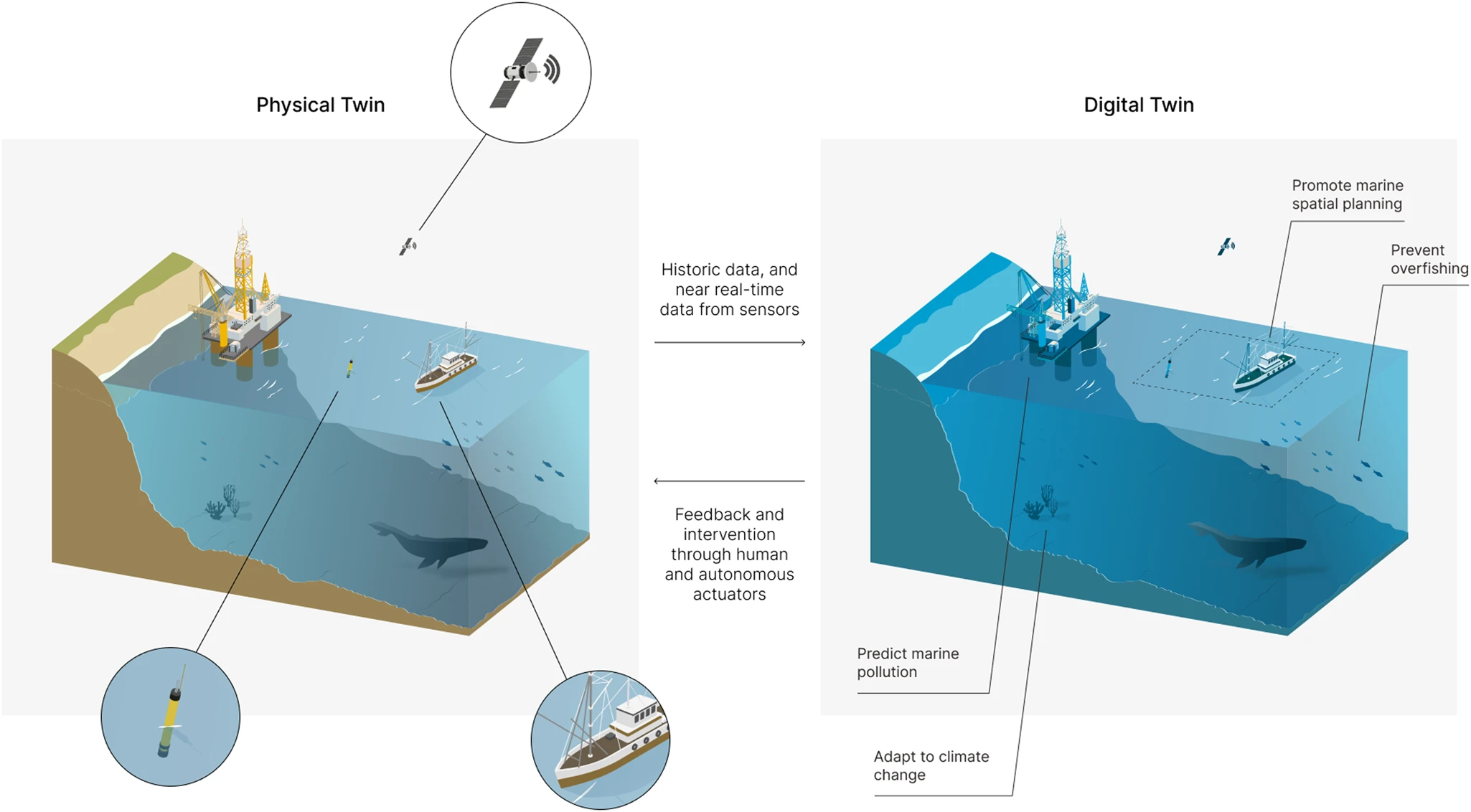 Jumeaux numériques durabilité océans-jumeaux numeriques Jumeaux numériques pour la durabilité des océans.