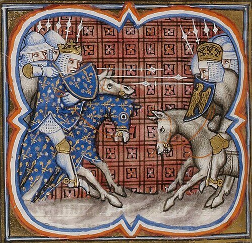Bataille Bouvines Philippe Auguste Otton IV - Frédérique Lachaud, au fil de l’Angleterre médiévale Bataille de Bouvines entre Philippe Auguste et l’empereur Otton IV (1214). Grandes Chroniques de France, XIVe siècle.
