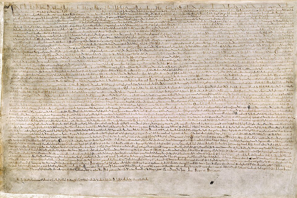 Magna Carta Jean barons - Frédérique Lachaud, au fil de l’Angleterre médiévale Exemplaire original de la Magna Carta signée par Jean et les barons en 1215.