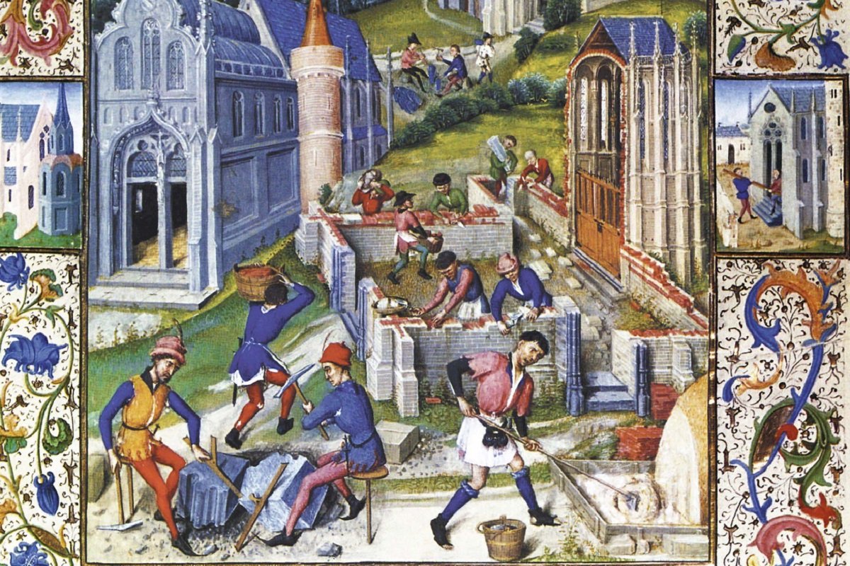 ouvrier construction église - Au-delà des chevaliers : la vraie vie au Moyen Âge Exemple de travailleur oeuvrant pour la construction d’une église